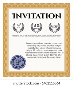 Orange Formal invitation. Customizable, Easy to edit and change colors. With linear background. Money Pattern. 