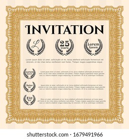 Orange Formal invitation. Customizable, Easy to edit and change colors. With great quality guilloche pattern. Excellent design. 