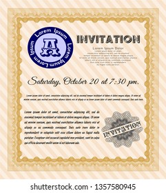 Orange Formal invitation. Detailed. Printer friendly. Lovely design. 