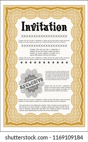 Orange Formal invitation. Detailed. With quality background. Beauty design. 