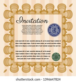 Orange Formal invitation. Detailed. With quality background. Superior design. 