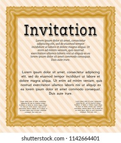  Orange Formal invitation. Easy to print. Retro design. Customizable, Easy to edit and change colors. 