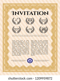 Orange Formal invitation. Easy to print. Money style design. Customizable, Easy to edit and change colors. 