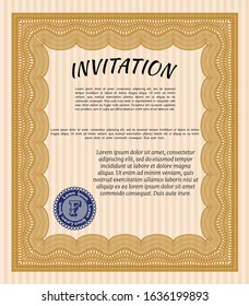 Orange Formal invitation. Easy to print. Elegant design. Detailed. 