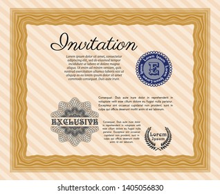 Orange Formal invitation. Elegant design. Detailed. Easy to print. 