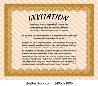 Orange Formal invitation. Elegant design. Customizable, Easy to edit and change colors. With complex background. 