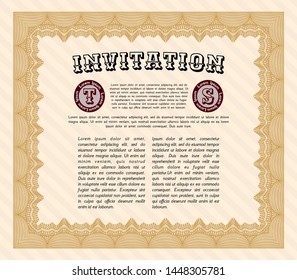 Orange Formal invitation. Excellent design. With quality background. Detailed. 