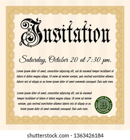 Orange Formal invitation. Modern design. Customizable, Easy to edit and change colors. With linear background. 