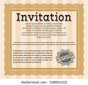 Orange Formal invitation. Modern design. Detailed. With quality background. 