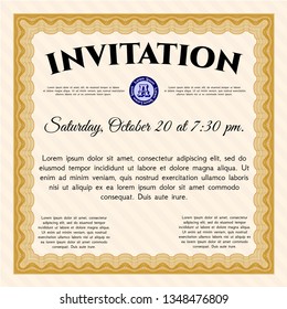 Orange Formal invitation. Money Pattern. With guilloche pattern and background. Customizable, Easy to edit and change colors. 