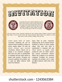 Orange Formal invitation. Money style design. Easy to print. Customizable, Easy to edit and change colors. 