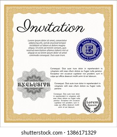 Orange Formal invitation. Perfect design. With complex background. Vector illustration. 