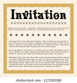 Orange Formal invitation. Printer friendly. Vector illustration. Elegant design. 