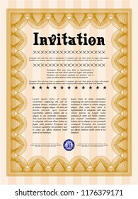 Orange Formal invitation. Printer friendly. Good design. Vector illustration. 