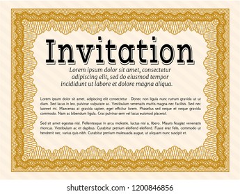 Orange Formal invitation. Printer friendly. Cordial design. Customizable, Easy to edit and change colors. 