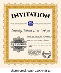 Orange Formal invitation. Printer friendly. Perfect design. Customizable, Easy to edit and change colors. 