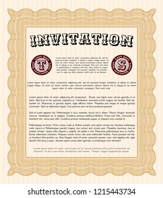 Orange Formal invitation. Printer friendly. Detailed. Superior design. 