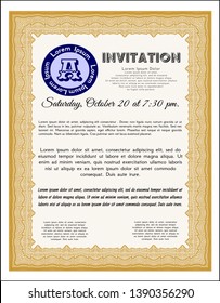 Orange Formal invitation. Printer friendly. Nice design. Vector illustration. 