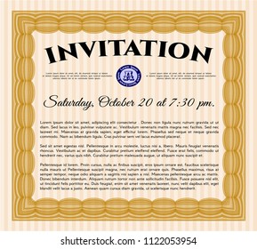 Orange Formal invitation. With quality background. Detailed. Nice design. 