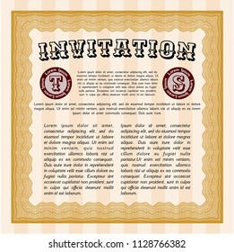Orange Formal invitation. With quality background. Excellent design. Detailed. 
