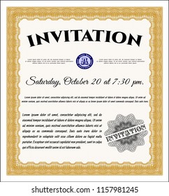 Orange Formal invitation. With quality background. Lovely design. Detailed. 