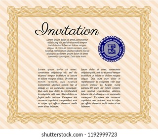 Orange Formal invitation. With quality background. Vector illustration. Retro design. 