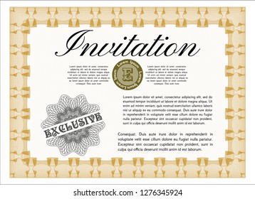 Orange Formal invitation. With quality background. Superior design. Detailed. 