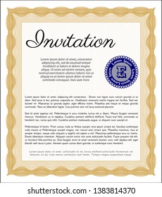 Orange Formal invitation. With quality background. Vector illustration. Good design. 