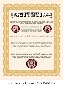 Orange Formal invitation. With quality background. Detailed. Lovely design. 
