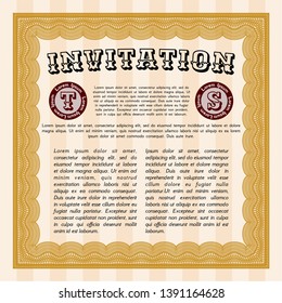 Orange Formal invitation template. With background. Good design. Vector illustration. 