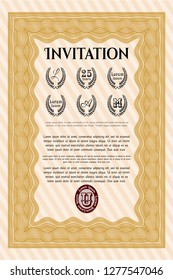 Orange Formal invitation template. Beauty design. Vector illustration. With quality background. 
