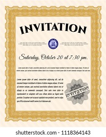 Orange Formal invitation template. With complex background. Customizable, Easy to edit and change colors. Beauty design. 
