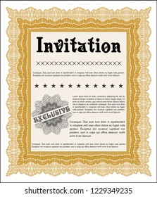 Orange Formal invitation template. With complex background. Customizable, Easy to edit and change colors. Nice design. 
