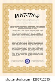 Orange Formal invitation template. Complex background. Customizable, Easy to edit and change colors. Artistry design. 