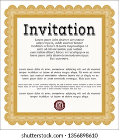 Orange Formal invitation template. With complex background. Customizable, Easy to edit and change colors. Beauty design. 