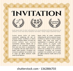 Orange Formal invitation template. Complex background. Customizable, Easy to edit and change colors. Beauty design. 