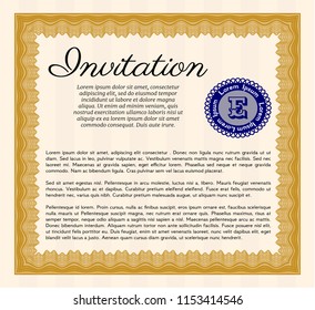 Orange Formal invitation template. Customizable, Easy to edit and change colors. With linear background. Cordial design. 