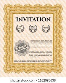 Orange Formal invitation template. Customizable, Easy to edit and change colors. With great quality guilloche pattern. Money design. 