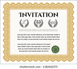 Orange Formal invitation template. Customizable, Easy to edit and change colors. Easy to print. Sophisticated design. 