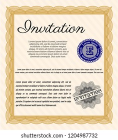 Orange Formal invitation template. Customizable, Easy to edit and change colors. With background. Money design. 