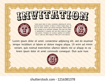 Orange Formal invitation template. Customizable, Easy to edit and change colors. Easy to print. Retro design. 