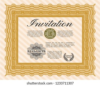 Orange Formal invitation template. Customizable, Easy to edit and change colors. Complex background. Lovely design. 