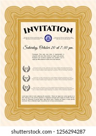 Orange Formal invitation template. Customizable, Easy to edit and change colors. Printer friendly. Perfect design. 