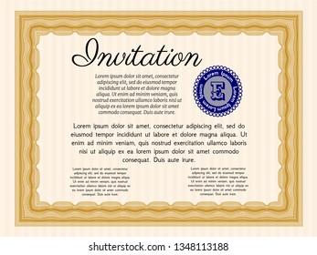 Orange Formal invitation template. Customizable, Easy to edit and change colors. Easy to print. Excellent design. 
