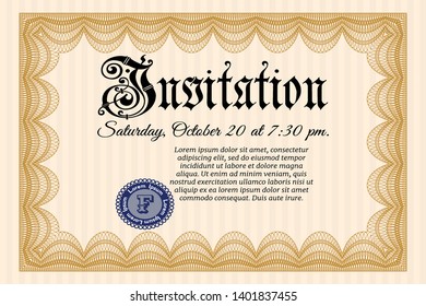 Orange Formal invitation template. Customizable, Easy to edit and change colors. With background. Superior design. 