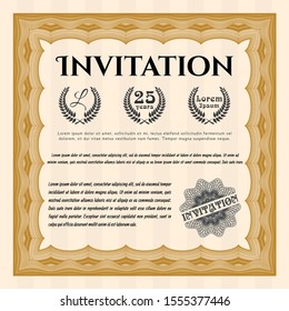 Orange Formal invitation template. Customizable, Easy to edit and change colors. Complex background. Modern design. 