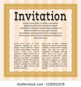Orange Formal invitation template. Easy to print. Artistry design. Customizable, Easy to edit and change colors. 