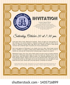 Orange Formal invitation template. Easy to print. Customizable, Easy to edit and change colors. Nice design. 