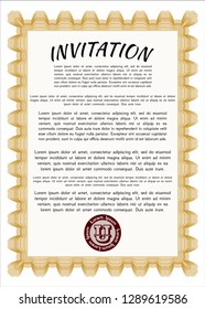 Orange Formal invitation template. Elegant design. With quality background. Detailed. 