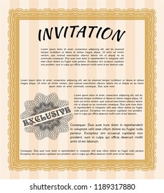 Orange Formal invitation template. Excellent design. Vector illustration. With complex background. 